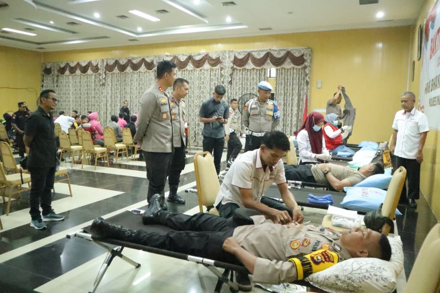 Bakti Kesehatan Hari Bhayangkara ke-79, Polres Inhu Gelar Donor Darah untuk Masyarakat