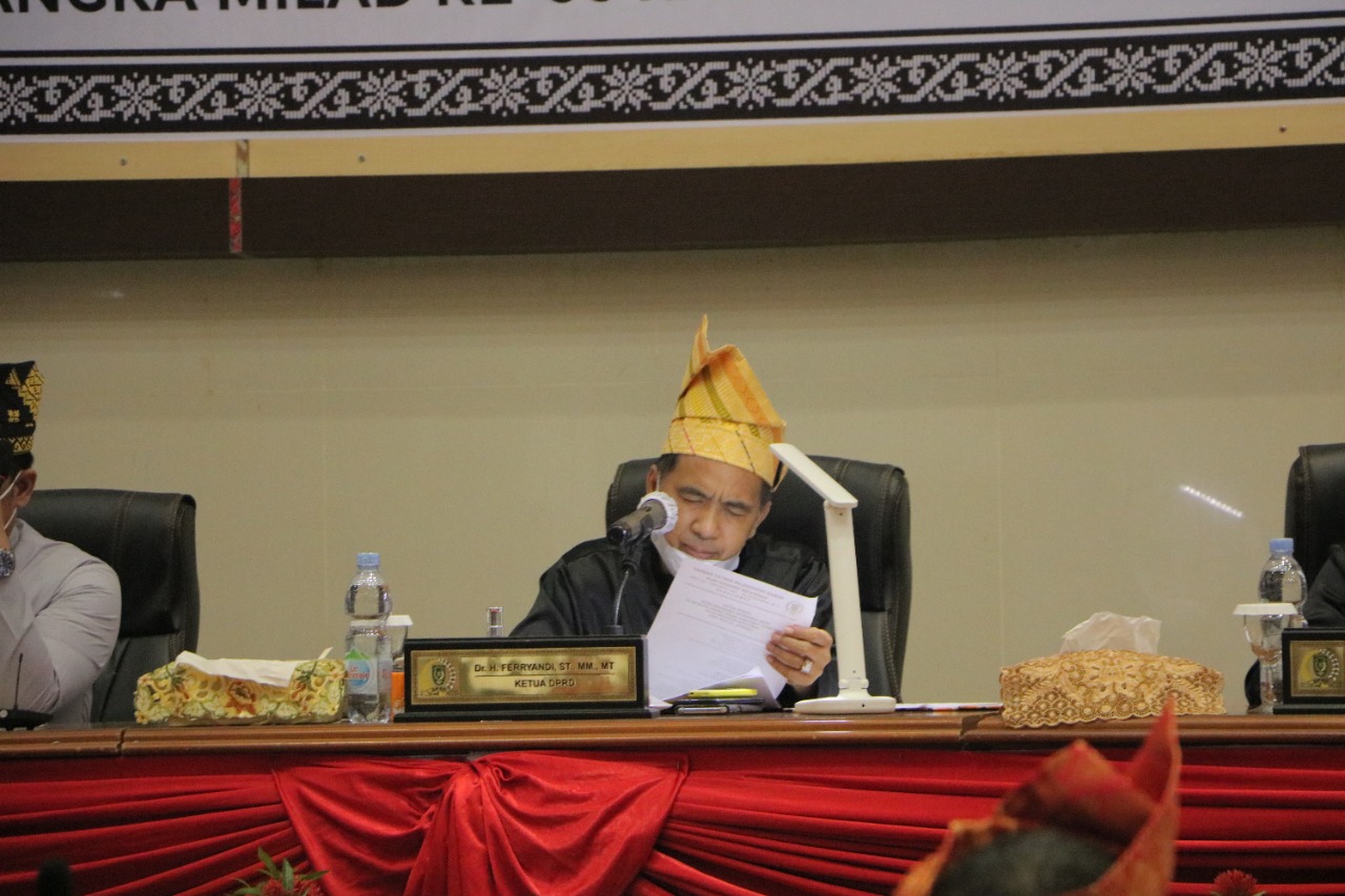 Dengan Keterbatasan Karena Pandemi Covid 19,  DPRD Gelar Rapat Paripurna Istimewa Milad Inhil ke 56
