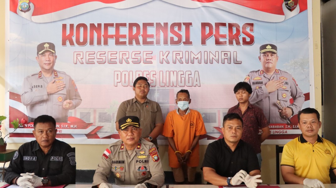 Pelaku Pencabulan 2 Anak dibawah Umur Ditangkap, Polres Lingga Gelar Press Conference.