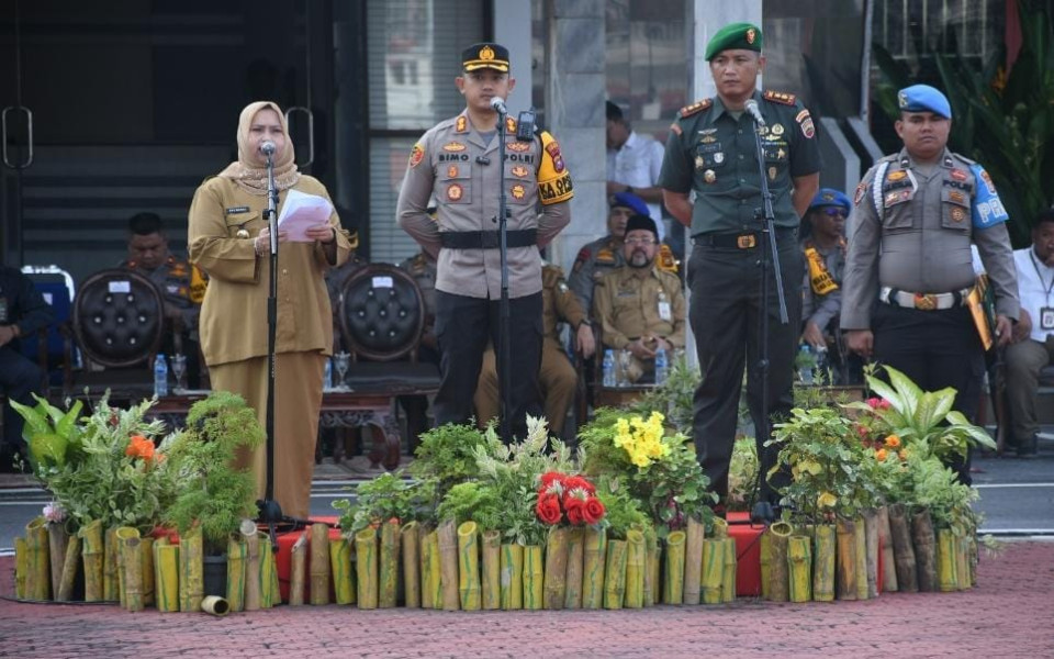 Pimpin Apel Sinergitas Pengamanan dan Cooling System Pemilu 2024, Bupati Kasmarni Minta Seluruh Komponen Suskeskan Pemilu Aman dan Damai