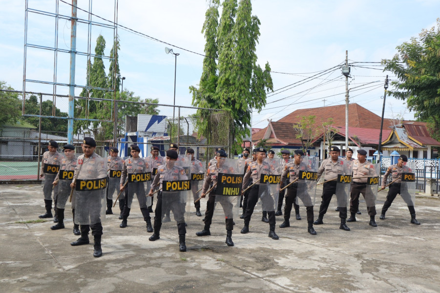 Polres Inhu Adakan Latihan Dalmas,  Siap Cegah Gangguan Kamtibmas Pilkada