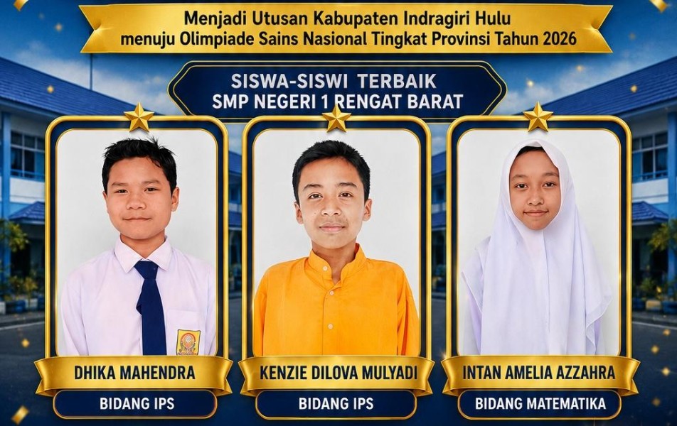3 Siswa SMPN 1 Rengat Barat Lolos OSN Provinsi 2026, Bimbingan Guru Jadi Kunci