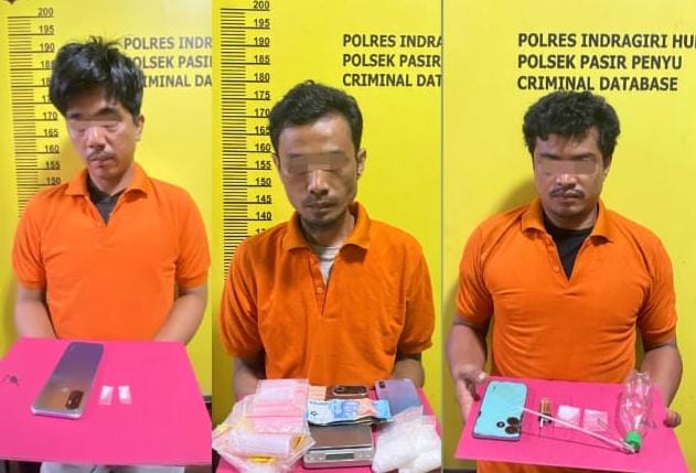 Tiga Pelaku Narkoba di Inhu Diringkus Polisi, Ratusan Gram Sabu Disita