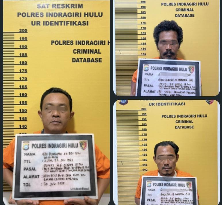 Polres Inhu Tangkap Tiga Tersangka Pengembangan Kasus Karhutla,  Salah Satunya Kades Alim