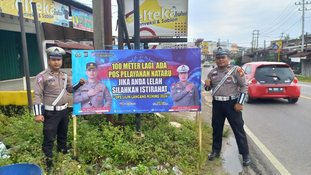 Operasi Lilin LK 2024, Polres Inhu Pasang Spanduk dan Imbauan Radio