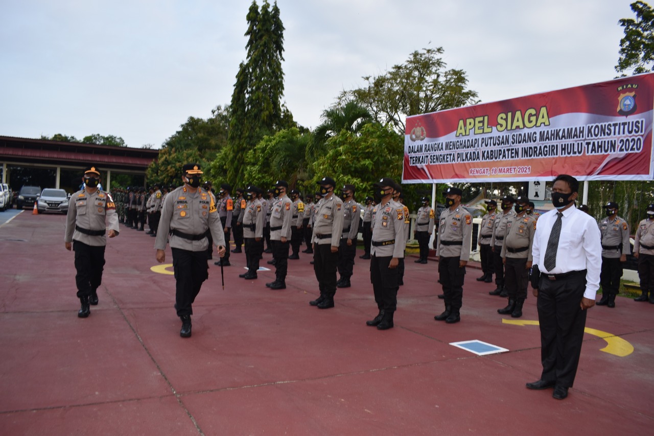 Jelang Putusan MK, Polres Inhu Gelar Apel Siaga, Ini Imbauan Kapolres 