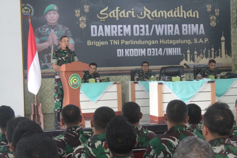 Dandim 0314/Inhil Terima Kunker Danrem 031/Wira Bima Brigjen TNI Parlindungan Hutagalung