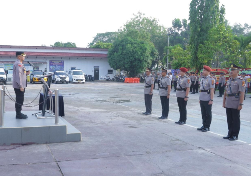 Polres Inhu Gelar Upacara Sertijab Kasat Reskrim dan Dua Kapolsek