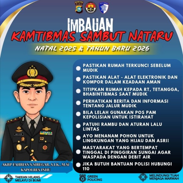 Polres Inhu Sampaikan Imbauan Kamtibmas Sambut Nataru