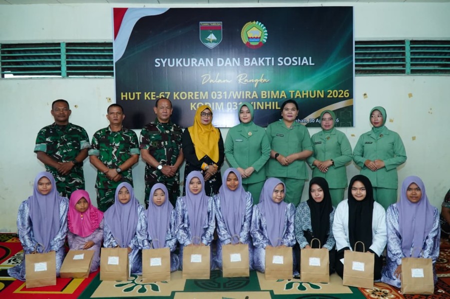 HUT ke -67 Korem 031/WB, Kodim 0314/Inhil Gelar Syukuran dan Bakti Sosial di Panti Asuhan Puri Kasih