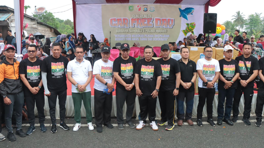 Polres dan Bawaslu Meranti Helat Fun Run di Car Free Day bersama Paslon