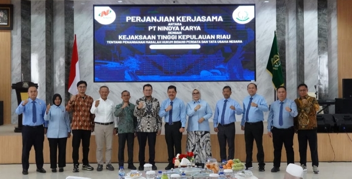 Perkuat Sinergi dan Kepastian Hukum, Kejati Kepri dan PT Nindya Karya Teken Perjanjian Kerja Sama.