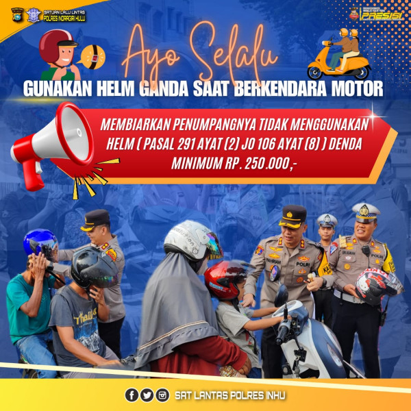 Siap-siap, Satlantas Porles Inhu Tengah Gelorakan Penggunaan Helm Ganda