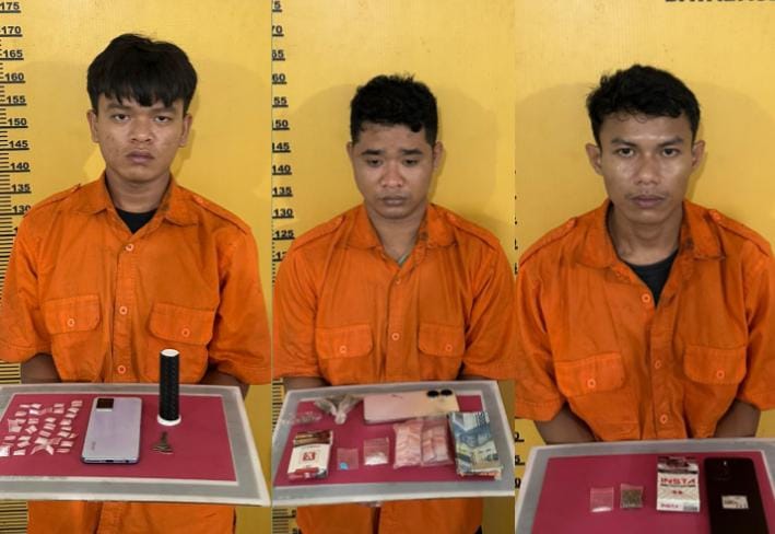 Polres Inhu Ringkus Tiga Pelaku Narkoba di Rengat, Berbagai Jenis Narkoba Disita