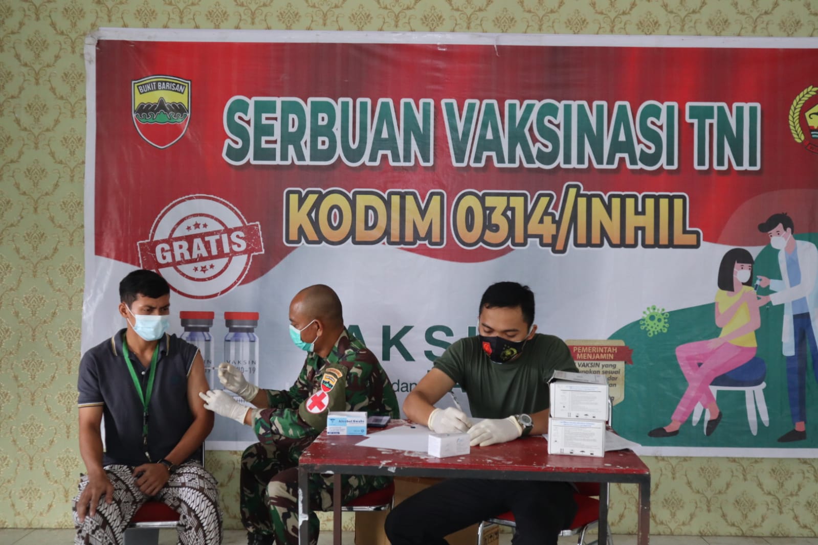 Kodim 0314/Inhil Kembali Mengadakan Serbuan Vaksinasi Dosis I dan dosis II