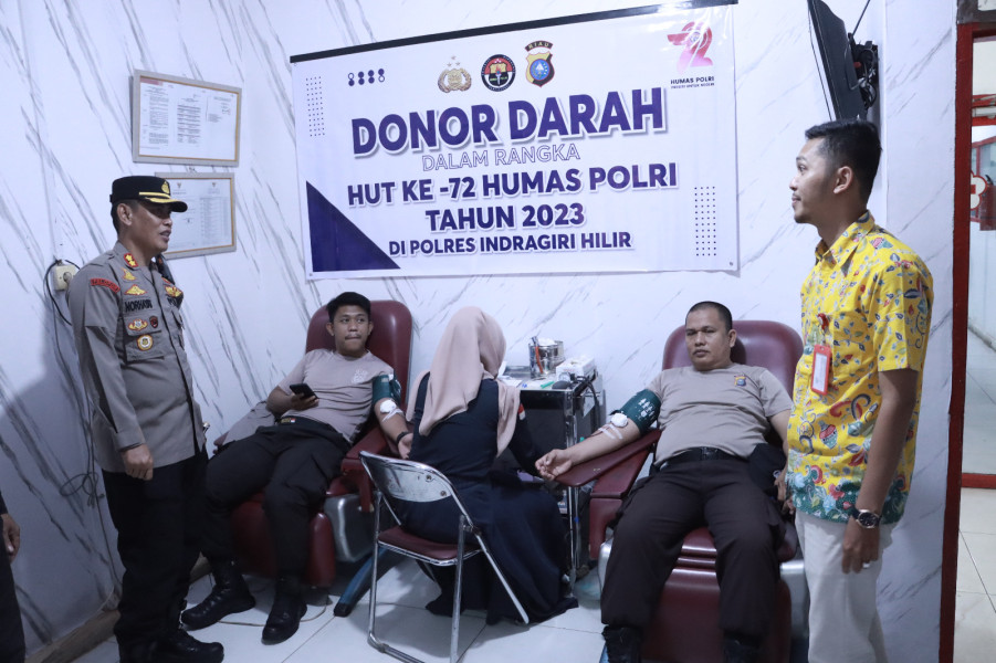 HUT Humas Polri ke-72, Sebanyak 36 Kantong Darah Berhasil di Kumpulkan Polres Inhil