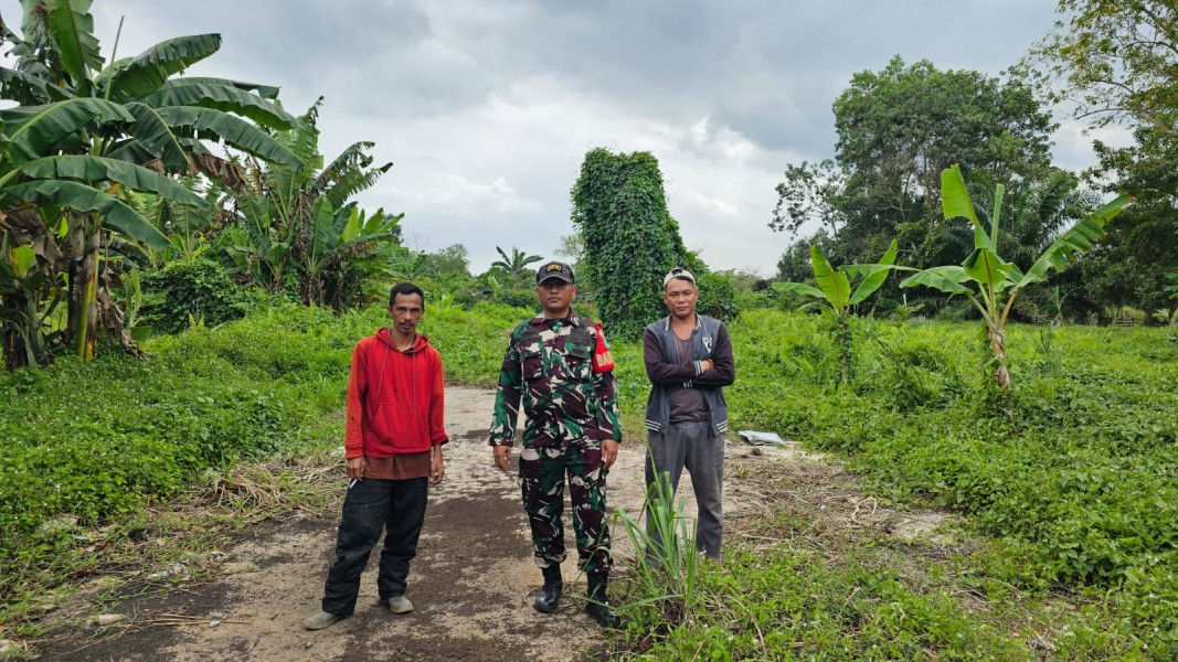 Babinsa Koramil 06/Kateman Intensifkan Patroli Tapal Batas di Desa Air Tawar untuk Cegah Karhutla