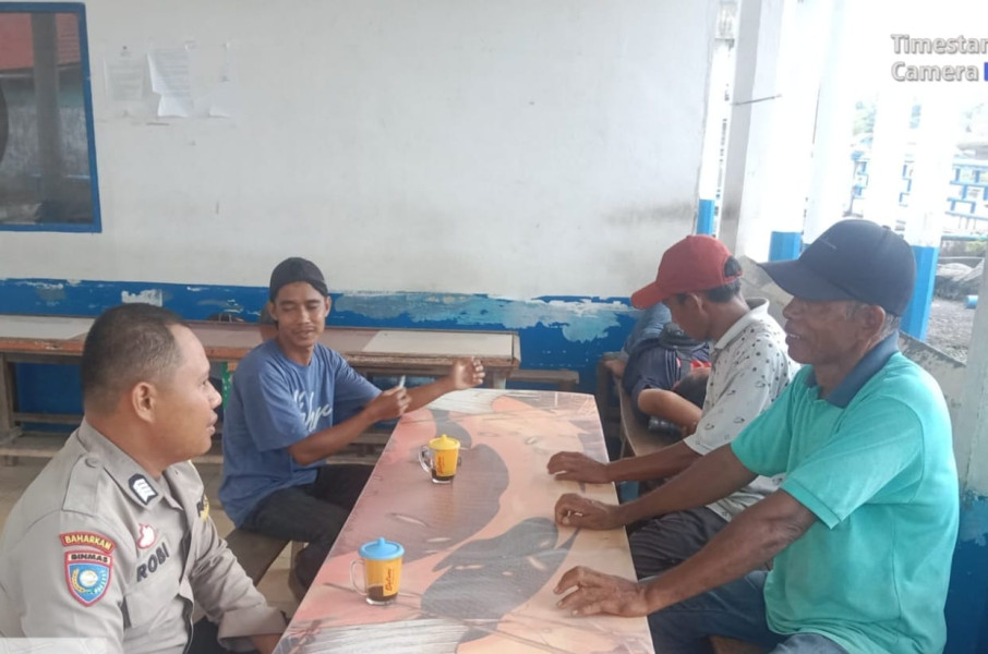 Ngopi Bareng Warga, Bhabinkamtibmas Bagan Punak Sampaikan Himbauan Kamtibmas