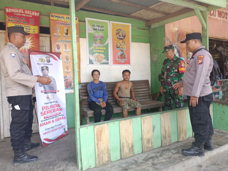 Patroli Sinergitas dan Cooling System Polri-TNI di Wilkum Polsek Kerumutan untuk Harkamtibmas Pilkada 2024