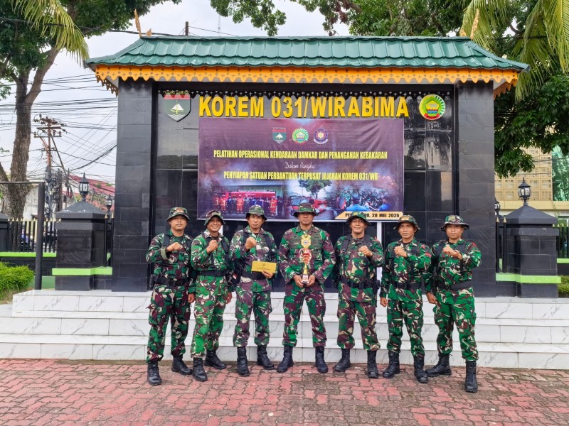 Kodim 0314/Inhil Raih Juara I Lomba Simulasi Pemadam Kebakaran Tingkat Korem 031/WB