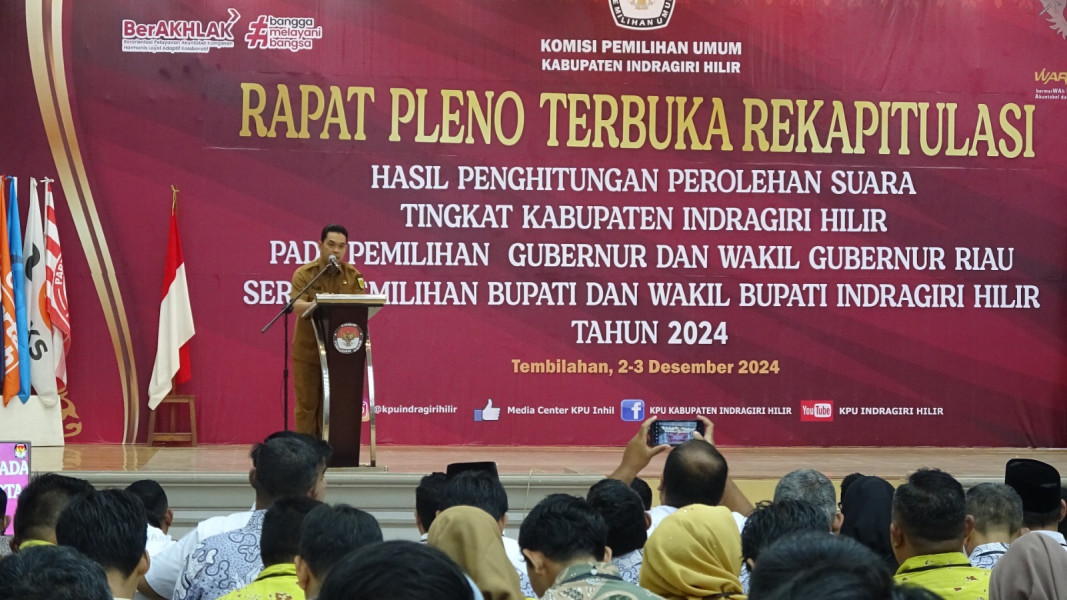 Pj Bupati Inhil Hadiri Rapat Pleno Terbuka Rekapitulasi Hasil Pilkada 2024