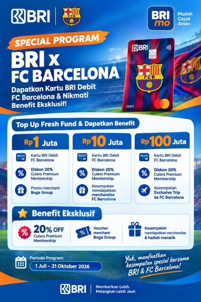 BRI Hadirkan Kartu Debit Edisi FC Barcelona dengan Benefit Eksklusif