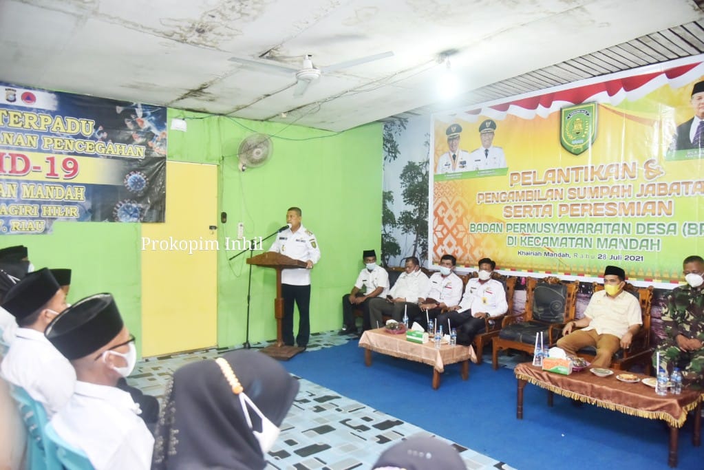 Wabup Inhil Resmikan Pengurus BPD se-Kecamatan Mandah