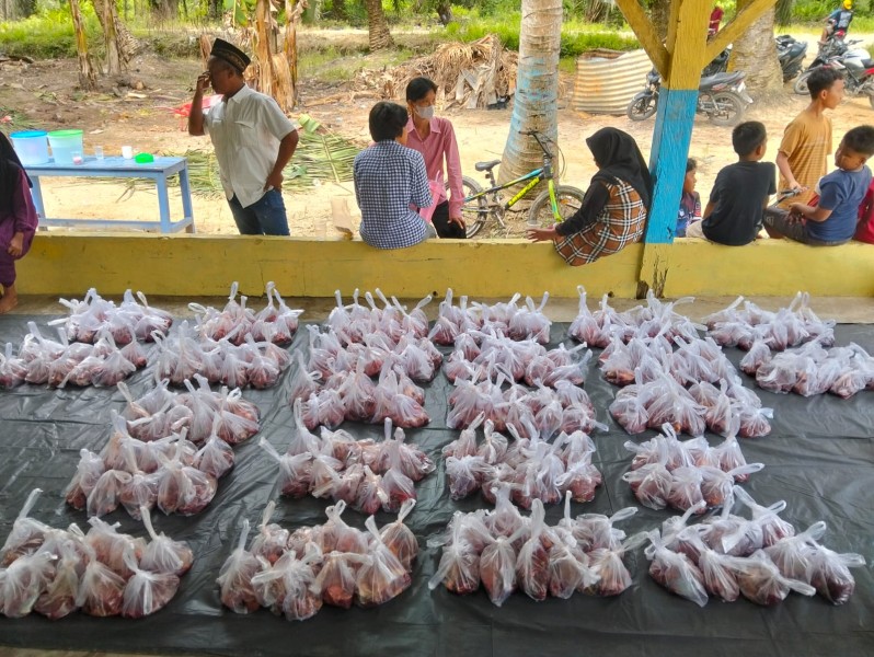 Wujud Kebersamaan, PT. Agrinas Palma Nusantara KSO PT. Tiga Raja Mas Laksanakan Kurban 2 Ekor Sapi