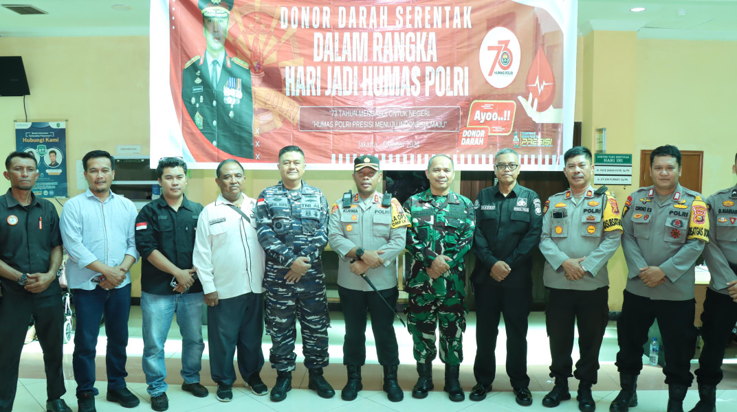 HUT ke-73 Div Humas Polri, Polres Meranti Gelar Donor Darah bersama TNI dan Rekan Pers