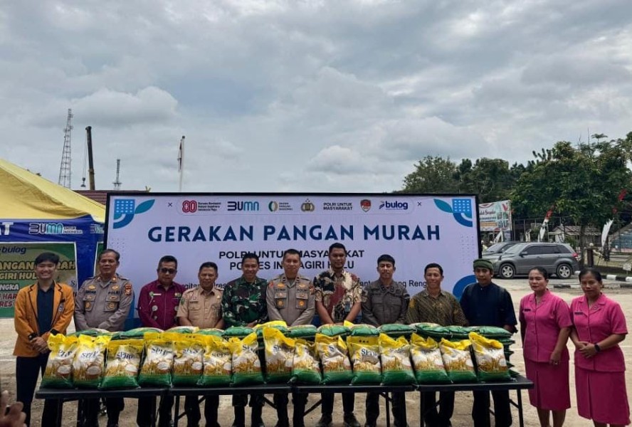 Kick Off Gerakan Pangan Murah, 2,6 Ton Beras SPHP Polres Inhu Ludes Diborong Warga