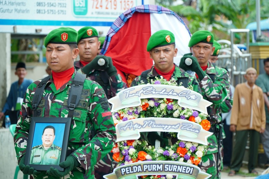 Kodim 0314/Inhil Gelar Upacara Pemakaman Militer untuk Pelda Purn. Surnedi