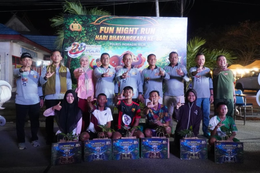 Dandim 0314/Inhil Hadiri Fun Night Run Hari Bhayangkara ke-80 yang Digelar Polres Inhil