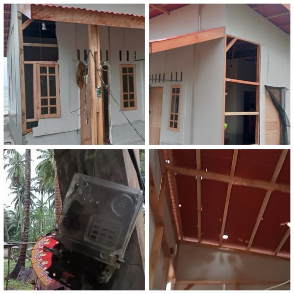 Rumah Warga Kampung Tanjung Dua Tersambar Petir, Dinding dan Atap Bolong.
