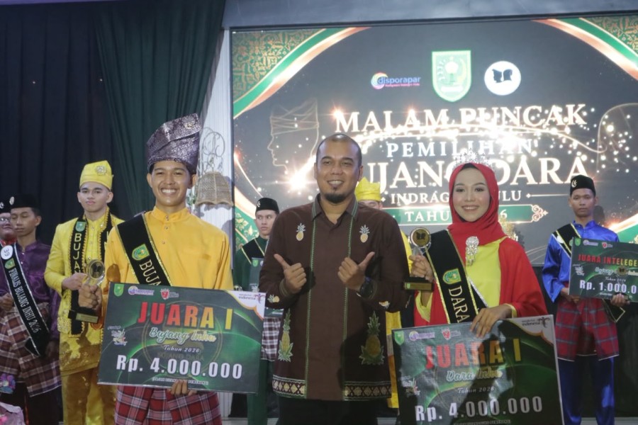 Aidil Mulya Abdillah dan Ristia Faradinas Juara Bujang Dara Inhu 2026