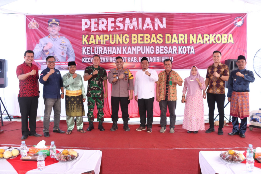 Resmikan Kampung Bebas Narkoba Kambesko Rengat, Ini Pesan Kapolres Inhu