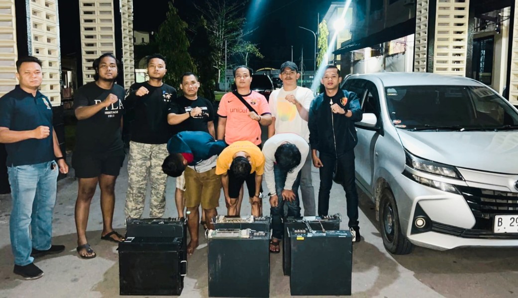 Team Satreskrim Polres Bengkalis, Berhasil Mengungkap Perkara Pencurian Baterai Tower XL & Telkomsel di Bengkalis