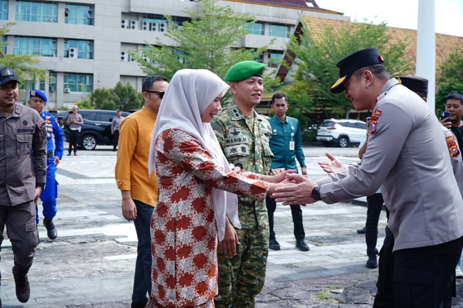Dandim 0314/Inhil Bersama Forkopimda Sambut Kunker Wakapolda Riau ke Inhil