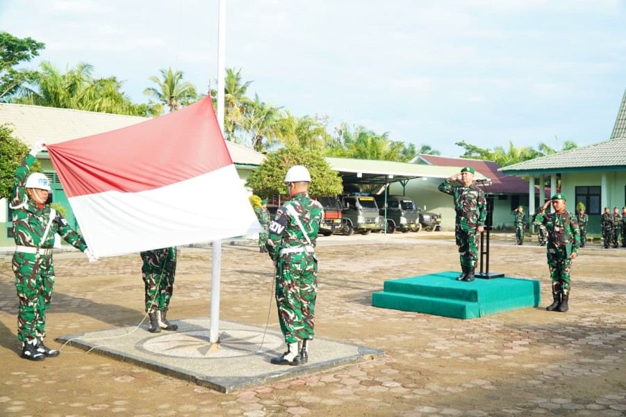 Kodim 0314/Inhil Gelar Upacara Bendera Senin Pagi