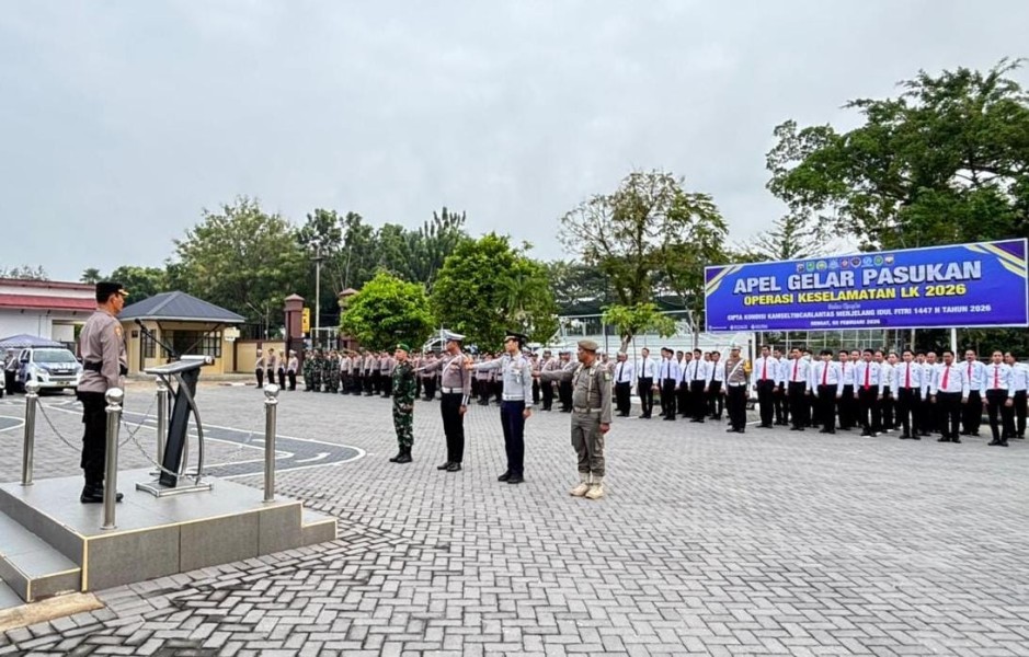 Polres Inhu Gelar Apel Operasi Keselamatan LK 2026, Ini Tema dan 9 Target Prioritas