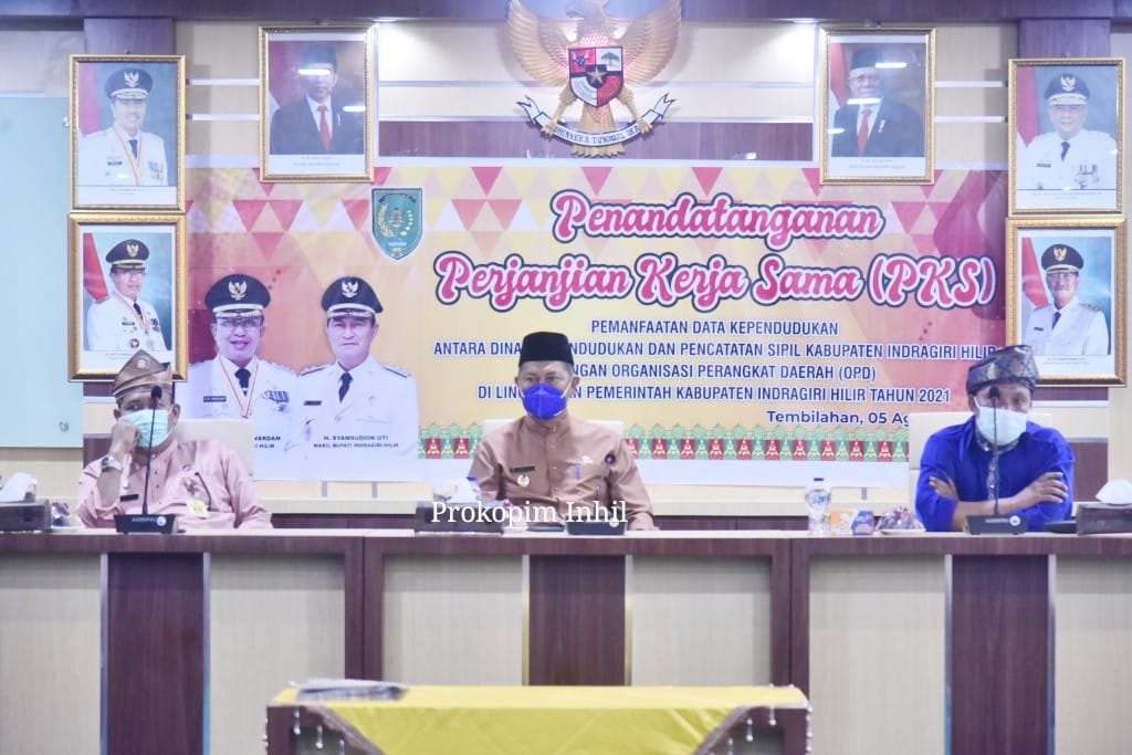 Pemkab Inhil Gelar Penandatanganan PKS dengan OPD Terkait Data Kependudukan