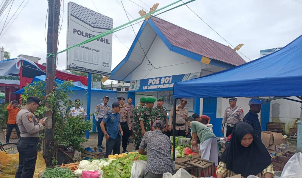 Kodim 0314/Inhil dan Instansi Terkait Intensifkan Pengamanan Nataru di Pasar Air Mancur Tembilahan