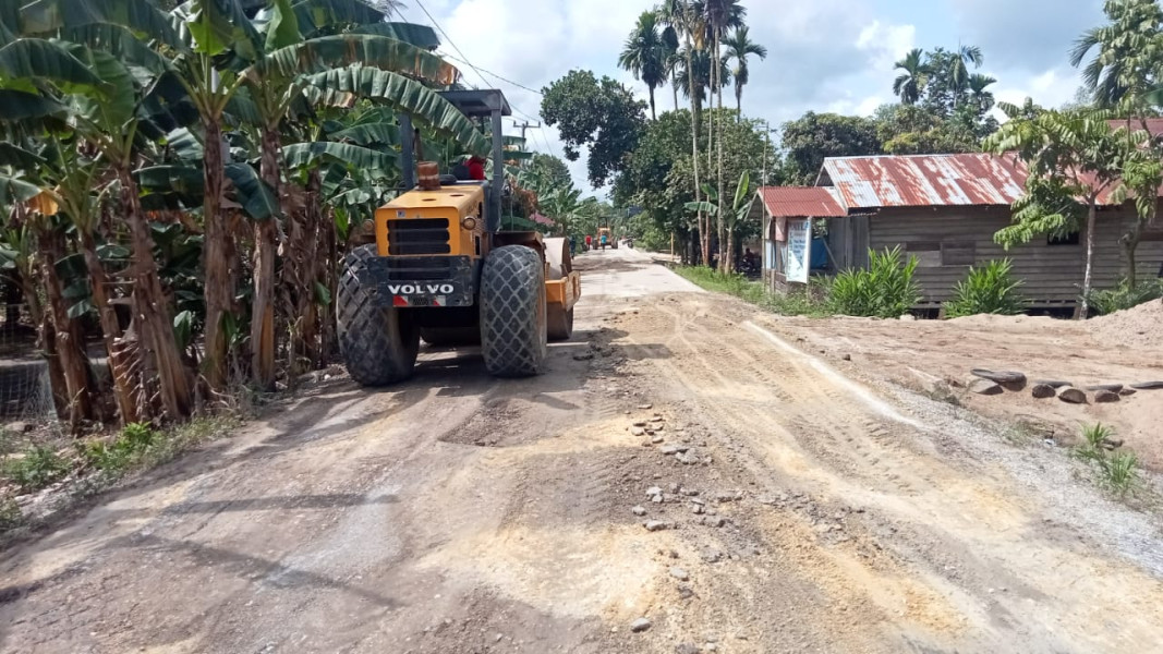 Bupati Inhil Instruksikan Kadis PUTR Perbaiki Badan Jalan Sungai Ara-Harapan Tani