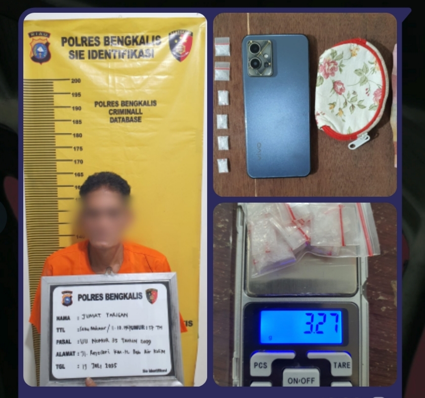 Sat Res Narkoba Polres Bengkalis Sita 3,27 gram Narkotika dari Penggrebekan di Desa Air Kulim Kecamatan Bathin Solapan