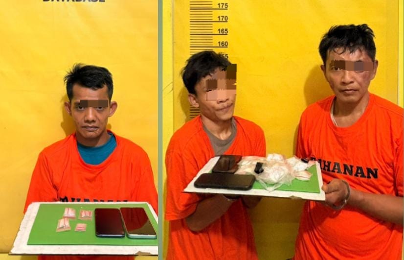 Polsek Kelayang Ringkus Tiga Tersangka Pengedar Narkoba, Ratusan Gram Sabu Disita