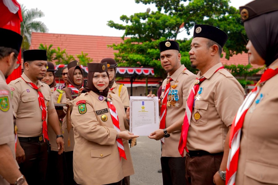 HUT Pramuka ke - 64, Bupati Kasmarni Menyerukan  Gerakan Pramuka Hadir Sebagai Solusi Strategis Dalam Membentuk Generasi yang Berintegritas