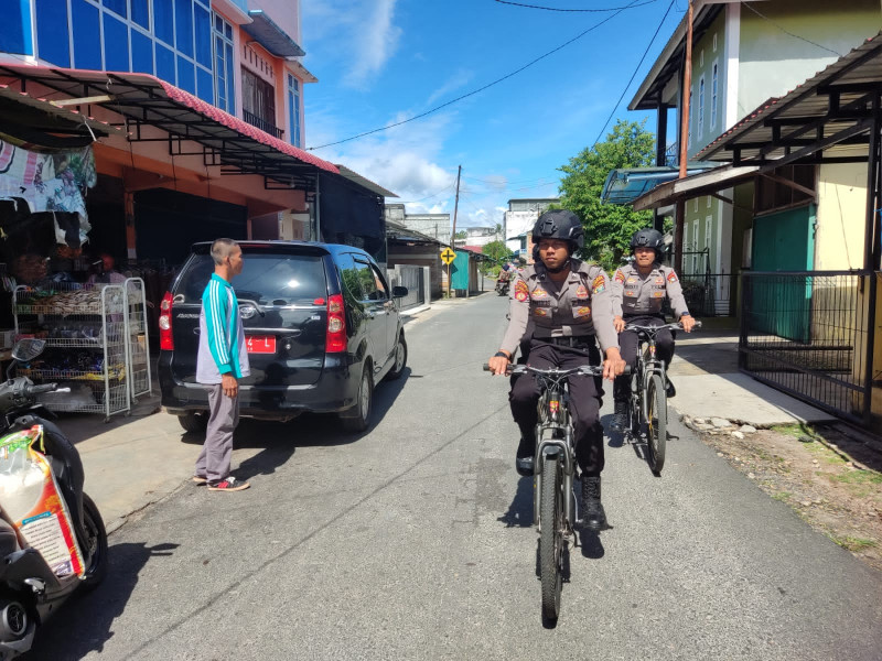 Antisipasi Gangguan Kamtibmas Sat Samapta Polres Lingga Laksanakan Patroli Sepeda.