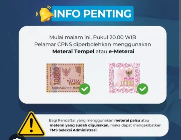 Pengumuman! Pelamar CPNS Pemprov Riau Bisa Gunakan Materai Tempel