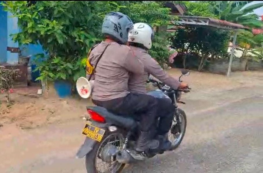 Melalui Program Toa Karhutla, Polres Inhu Aktif Berikan Himbauan Pelarangan Membakar Hutan dan Lahan