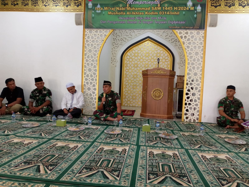 Peringati Isra Mi'raj Nabi Muhammad SAW 1445 H, Dandim 0314/Inhil Ingatkan Prajurit Pentingnya Shalat 5 Waktu