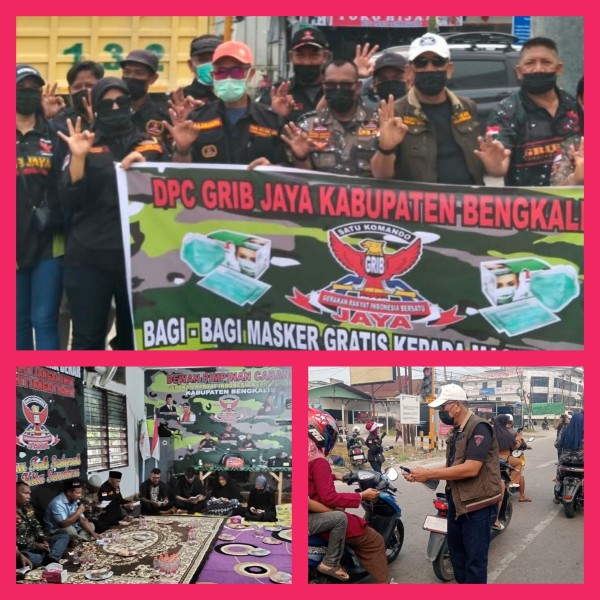 GRIB Jaya DPC  Kabupaten Bengkalis Gelar Kegiatan Bagi- Bagi Masker dan Acara Mendo'a 7 hari atas Meninggalnya Rekan Juang.